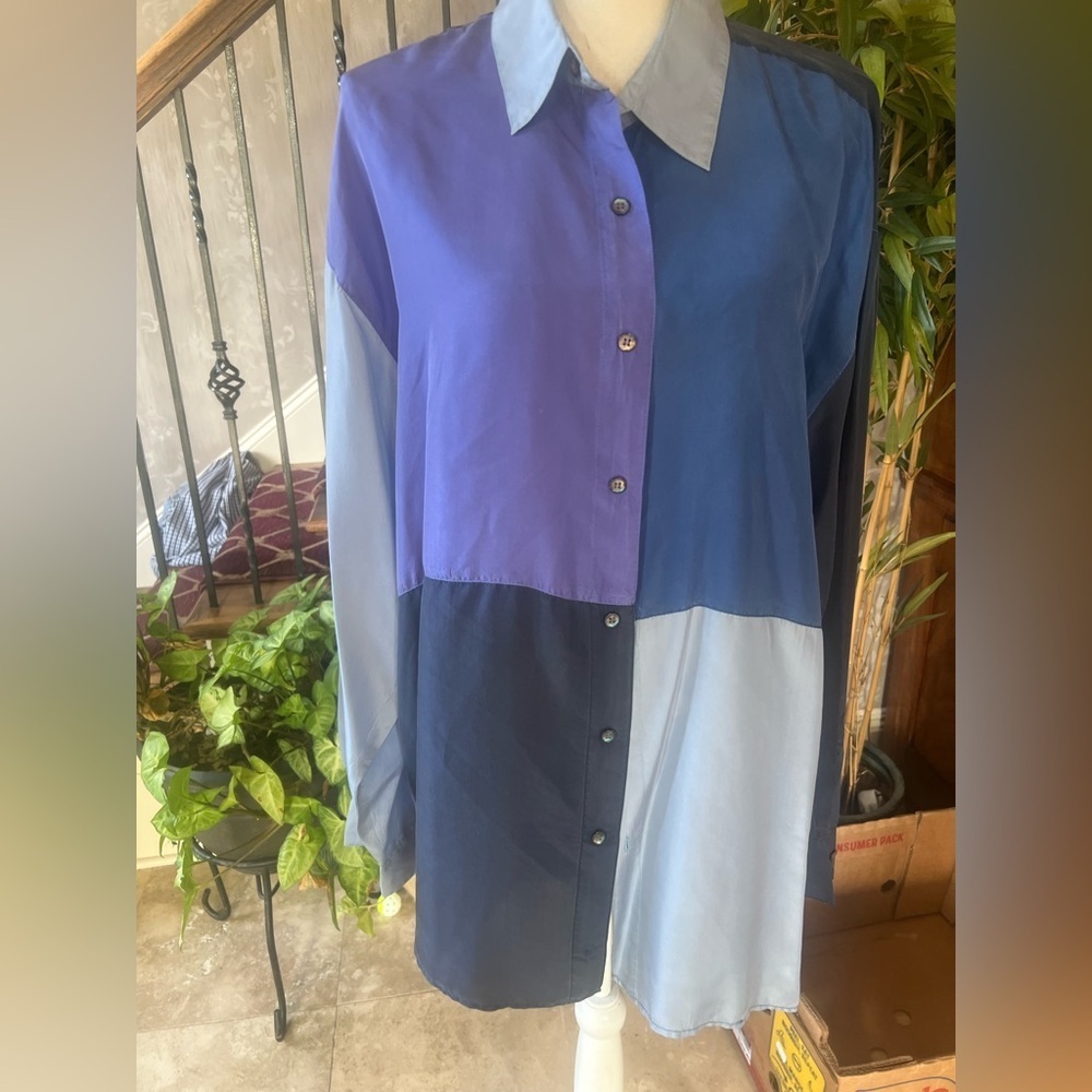 XINNO men’s color, Block 100% silk longsleeve dress shirt excellent condition - Picture 9 of 14